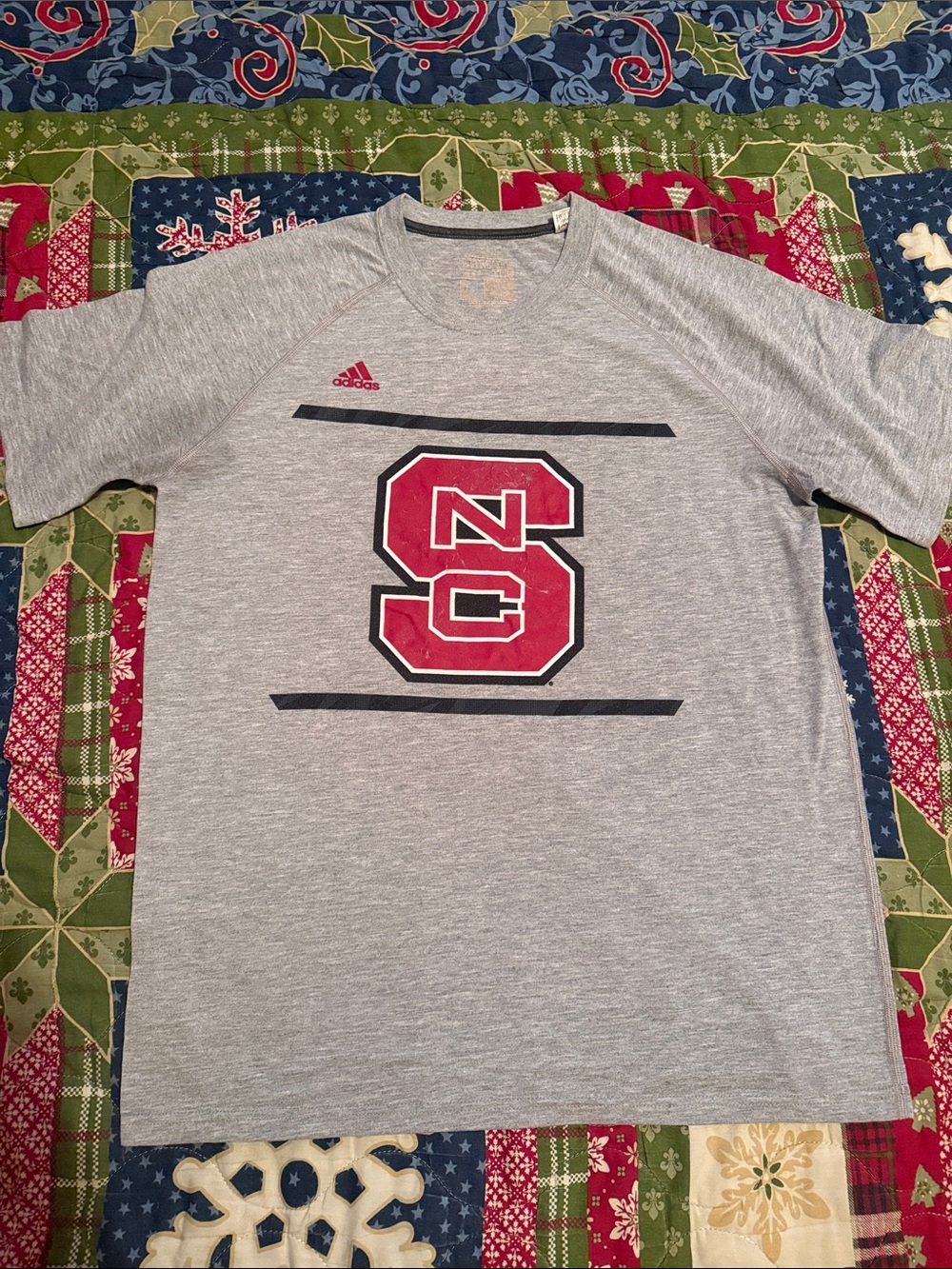 adidas Men’s Gray Short-Sleeve NC State Logo Tee